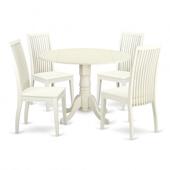 5 Pc Dublin Kitchen Table Set-Dining Table And 4 Wood Seat Kitchen Chairs