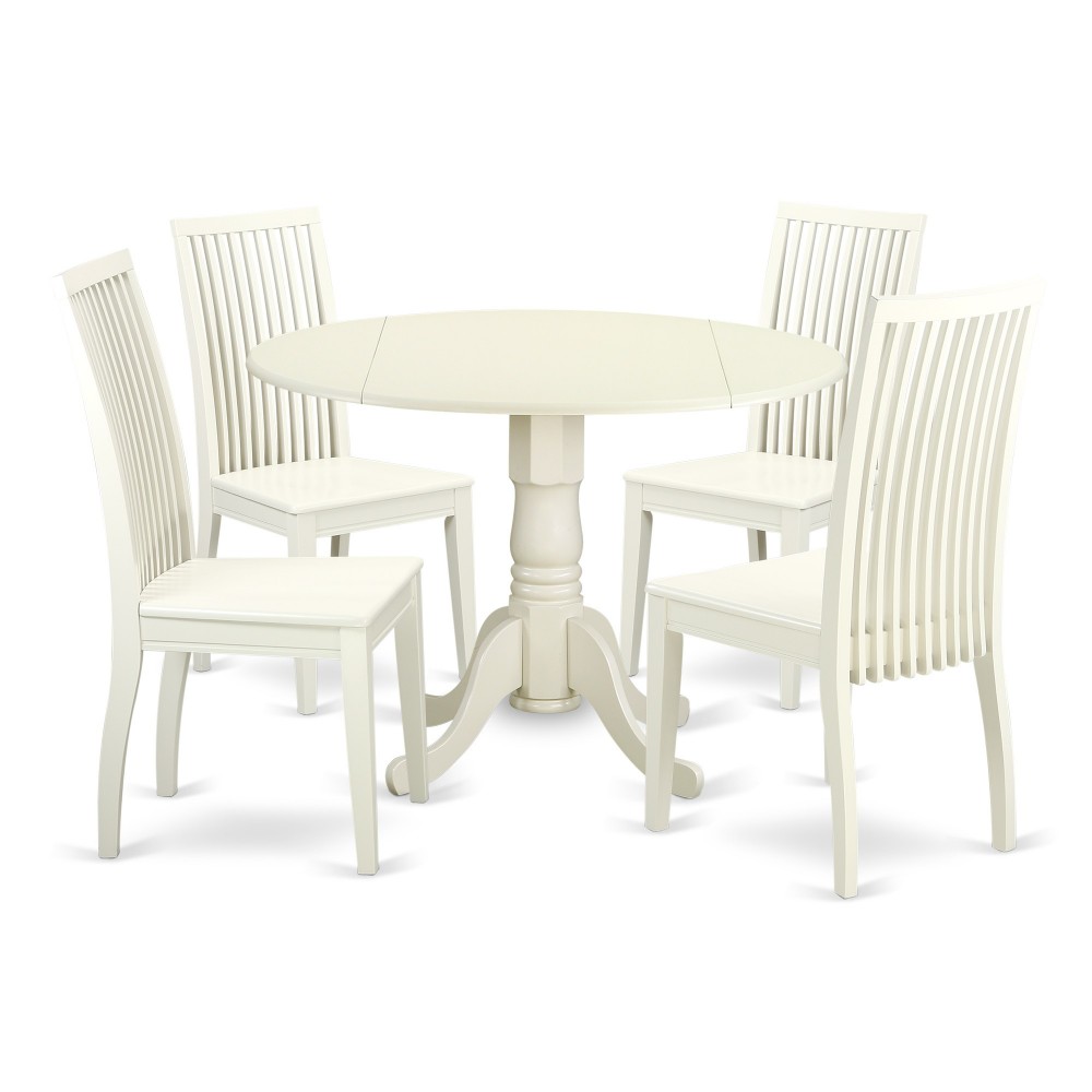 5 Pc Dublin Kitchen Table Set-Dining Table And 4 Wood Seat Kitchen Chairs