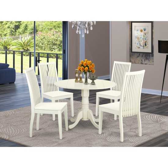 5 Pc Dublin Kitchen Table Set-Dining Table And 4 Wood Seat Kitchen Chairs