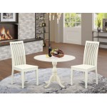 3 Pc Dinette Set, 1 Drop Leaves Dining Room Table, 2 Black Chairs, Linen White