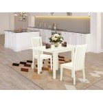 3Pc Kitchen Set, A Wood Dining Table, 2 Chair, Solid Wood Seat, Slat Back, Linen White Finish