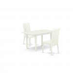 3Pc Dining Set 2 Dining Chairs, Butterfly Leaf Wood Dining Table, Linen White