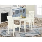 3Pc Dining Set 2 Dining Chairs, Butterfly Leaf Wood Dining Table, Linen White
