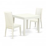 3-Piece Dinette Table Set - Table And 2 Wood Seat Dining Chairs In Linen White