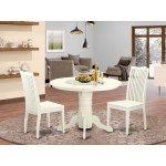 3 Pc Shelton Set, One Round Dinette Table, Two Dinette Chairs, Wood Seat In A Beautiful Linen White Finish.