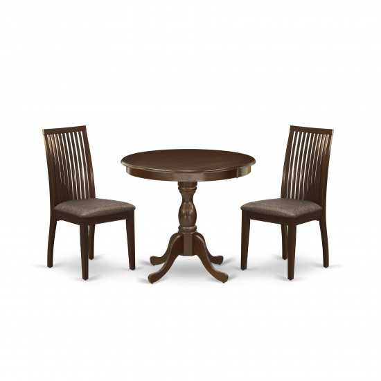 3 Pc Dining Set, 1 Kitchen Table, 2 Mahogany Chair, Mahogany