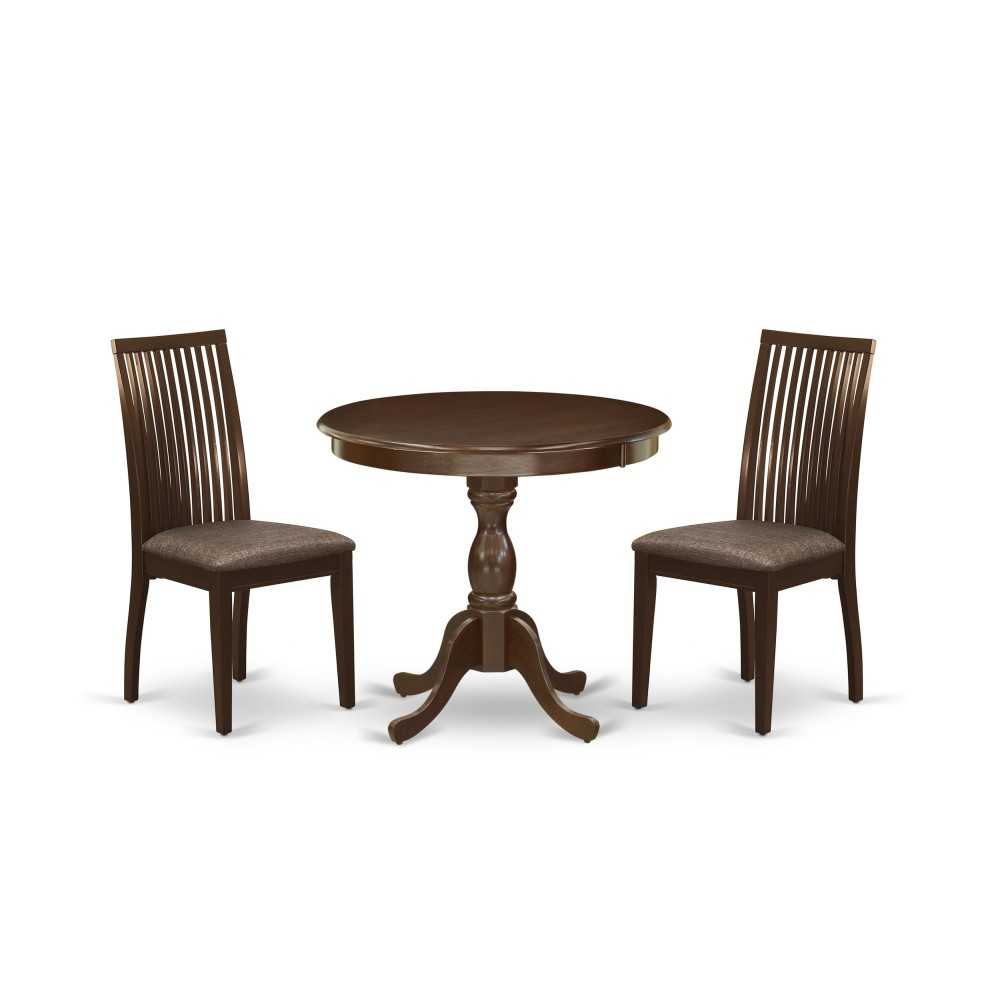 3 Pc Dining Set, 1 Kitchen Table, 2 Mahogany Chair, Mahogany 3 Pc Dining Set, 1 Kitchen Table, 2 Mahogany Chair, Mahogany