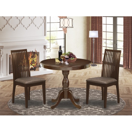 3 Pc Dining Set, 1 Kitchen Table, 2 Mahogany Chair, Mahogany