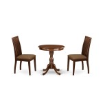 3Pc Dining Set 2 Wood Chairs, 1 Kitchen Dining Table (Mahogany)