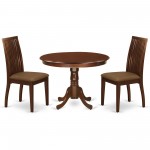 3Pc Dinette Set Includes Rounded Kitchen Table, Two Seat Dining Chairs, Mahogany