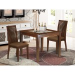 3Pc Dinette Set Includes Square Kitchen Table, Two Seat Dining Chairs, Mahogany