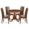 5Pc Round 36 Inch Kitchen Table And 4 Wood Seat Dining Chairs