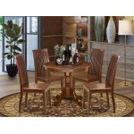 5Pc Round 36 Inch Kitchen Table And 4 Wood Seat Dining Chairs