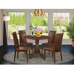 5 Pc Dublin Kitchen Table Set-Dining Table, 4 Wood Seat Kitchen Chairs, Mahogany