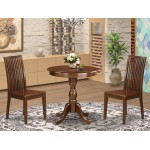 3-Pc Dining Room Set 2 Kitchen Dining Chairs, 1 Wooden Dining Table (Mahogany)