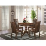 5 Pc Kitchen Set, Mahogany Wood Dining Table, 4 Mahogany Dining Chairs, Slatted Back, Mahogany Finish