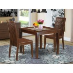 3-Piece Dinette Table Set - Table And 2 Wood Seat Dining Chairs In Mahogany