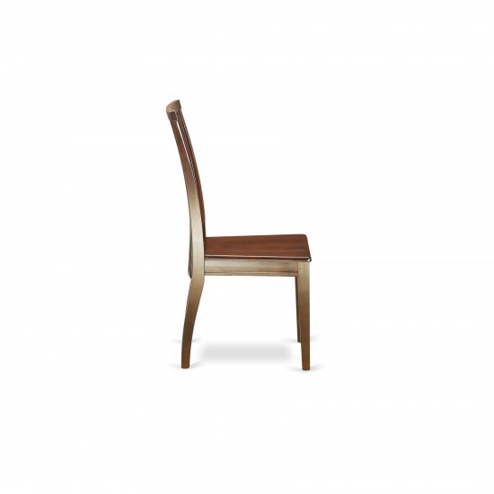 3-Piece Dinette Table Set - Table And 2 Wood Seat Dining Chairs In Mahogany