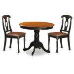 Black 3 Pc Dining Room Setwith 2 Leather Chairs