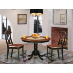 3 Pc Set, Round Dinette Table And 2 Leather Kitchen Chairs In White, Black