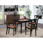 5-Pc Dining Set 4 Chairs, Faux Leather Seat, Table, Butterfly Leaf Top, Black