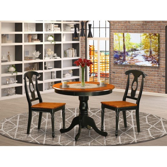 Black 3 Pc Dining Room Setwith 2 Wood Chairs