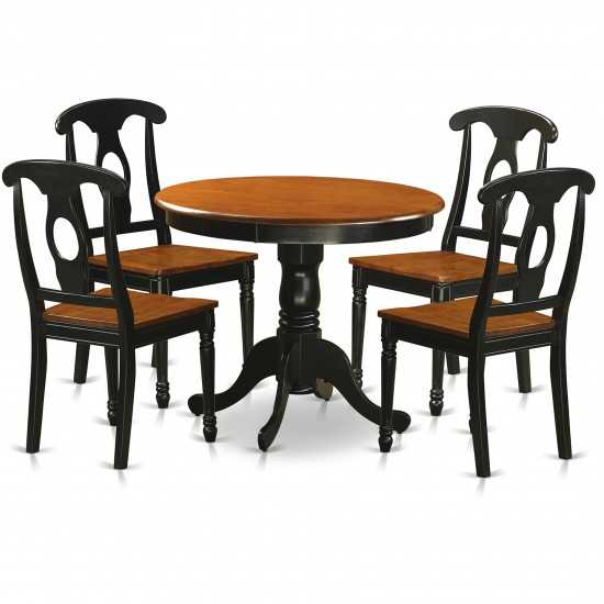 5 Pc Dining Set Including 4 Wood Chairs In Black