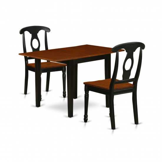 3Pc Dinette Set Offers A Kitchen Table, 2 Dining Chairs, Hard Wood Seat, Napoleon Back, Black, Cherry