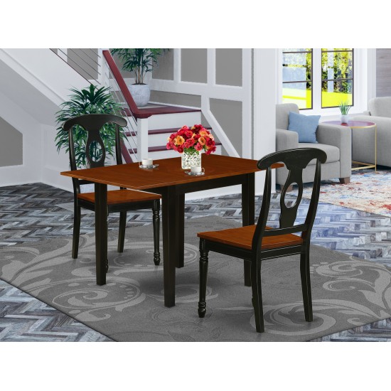 3Pc Dinette Set Offers A Kitchen Table, 2 Dining Chairs, Hard Wood Seat, Napoleon Back, Black, Cherry