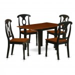 5Pc Dining Set Features A Drop Leaf Table, 4 Chairs, Rubberwood Seat, Napoleon Back, Black, Cherry