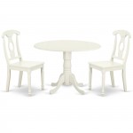 3Pc Round 42 Inch Table With Two 9-Inch Drop Leaves And 2 Panel Back Chairs