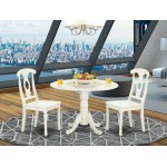 3Pc Round 42 Inch Table With Two 9-Inch Drop Leaves And 2 Panel Back Chairs