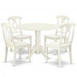 5Pc Round 42 Inch Table With Two 9-Inch Drop Leaves And 4 Panel Back Chairs