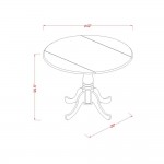 5Pc Round 42 Inch Table With Two 9-Inch Drop Leaves And 4 Panel Back Chairs