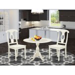 3 Pc Dinette Set, 1 Drop Leaves Table, 2 Linen White Chairs, Linen White