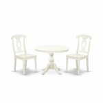 3 Pc Kitchen Dining Set, Linen White Kitchen Table, 2 Linen White Wood Chairs, Napoleon Back- Linen White Finish