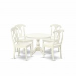5 Pc Kitchen Set, Linen White Kitchen Table, 4 Linen White Dining Chairs, Napoleon Back, Linen White Finish