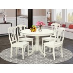 Hlke5-Lwh-W 5Pc Round 42 Inch Table And 4 Panel Back Chairs