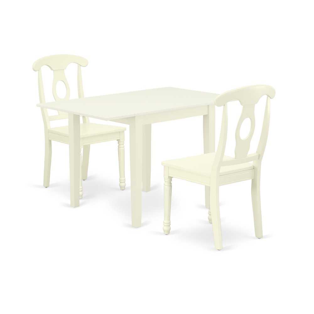 3Pc Dinette Set For Small Spaces, Wood Table, 2 Dining Chairs, Rubberwood Seat, Napoleon Back, Linen White 3Pc Dinette Set For Small Spaces, Wood Table, 2 Dining Chairs, Rubberwood Seat, Napoleon Back, Linen White