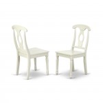 3Pc Dinette Set For Small Spaces, Wood Table, 2 Dining Chairs, Rubberwood Seat, Napoleon Back, Linen White