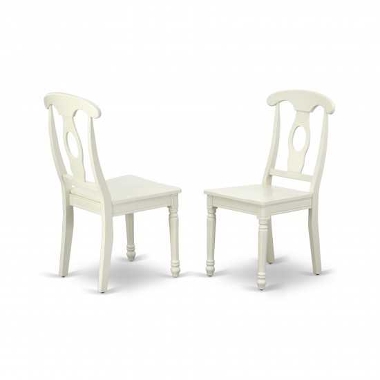 3Pc Dinette Set For Small Spaces, Wood Table, 2 Dining Chairs, Rubberwood Seat, Napoleon Back, Linen White