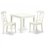 Oxke3-Lwh-W 3Pc Square 36 Inch Table And 2 Panel Back Chairs