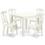 Oxke5-Lwh-W 5Pc Square 36 Inch Table And 4 Panel Back Chairs