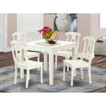 Oxke5-Lwh-W 5Pc Square 36 Inch Table And 4 Panel Back Chairs