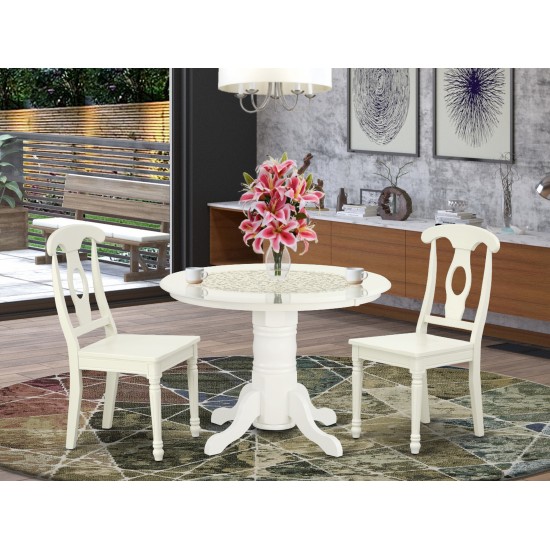 Shke3-Lwh-W 3Pc Round 42 Inch Table And 2 Panel Back Chairs