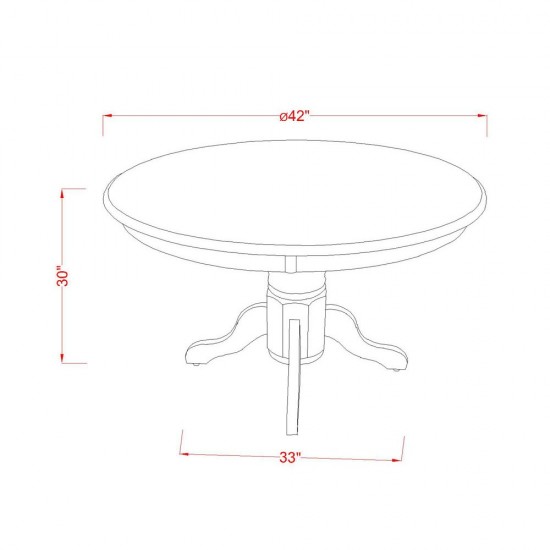 Shke3-Lwh-W 3Pc Round 42 Inch Table And 2 Panel Back Chairs