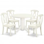 Shke5-Lwh-W 5Pc Round 42 Inch Table And 4 Panel Back Chairs