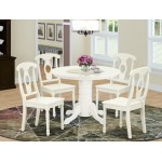 Shke5-Lwh-W 5Pc Round 42 Inch Table And 4 Panel Back Chairs