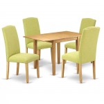 Dinette Set 5 Pcs Four Kitchen Chairs, Wood Dining Table Oak Finish Wood Limelight Color