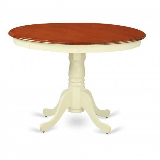 3 Pc Set, Round Kitchen Table, 2 Wood Dinette Chairs In Buttermilk, Cherry .